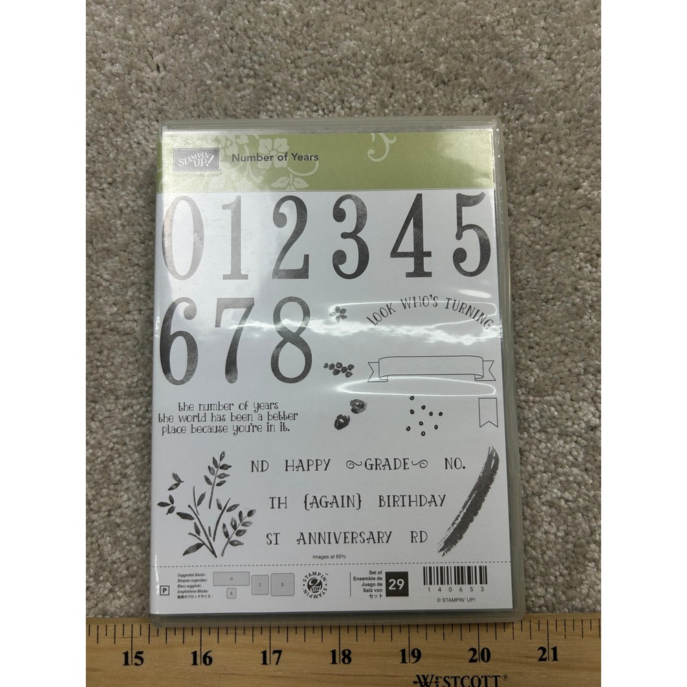 Stampin Up Number of Years 140653 Photopolymer Stamp Set Birthday 29pc
